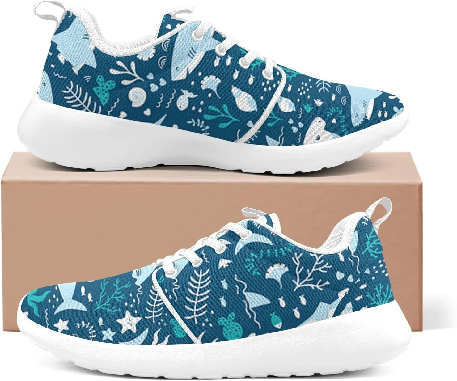 Shark Party Shoes for Women Walking Running Athletic Lightweight Shoes Tennis Sports Comfortable Sneaker Gifts