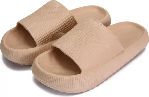 Sharllen Cloud Slides for Boys & Girls - Non-Slip House Slippers for Kids - Beach Slide Sandals in Black, White & Beige