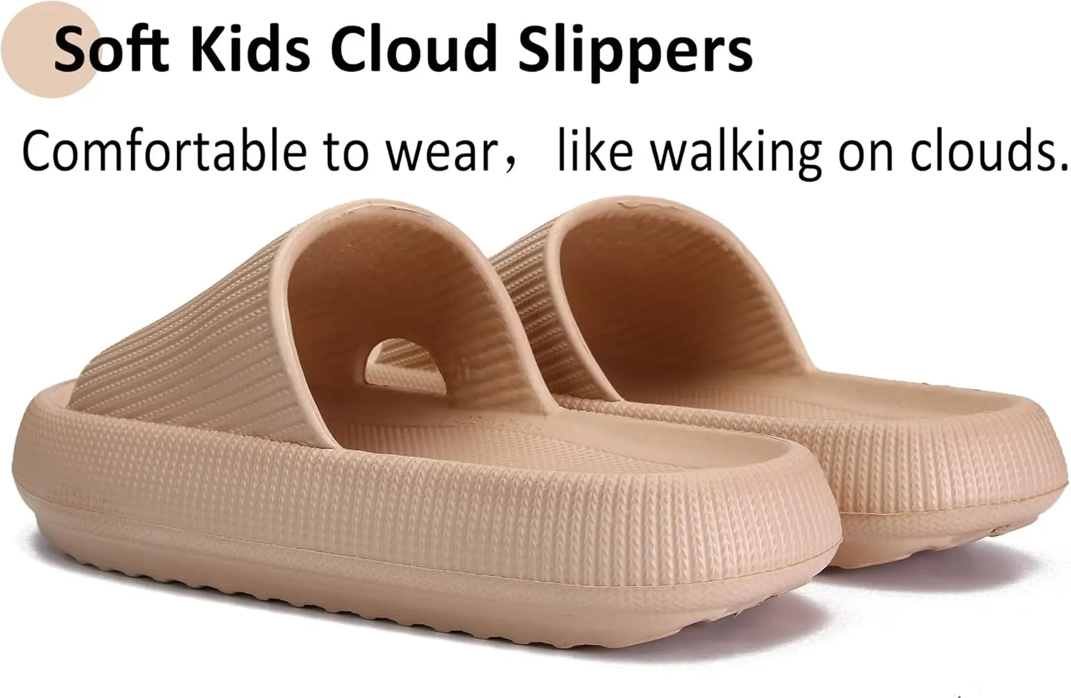 Sharllen Cloud Slides for Boys & Girls - Non-Slip House Slippers for Kids - Beach Slide Sandals in Black, White & Beige
