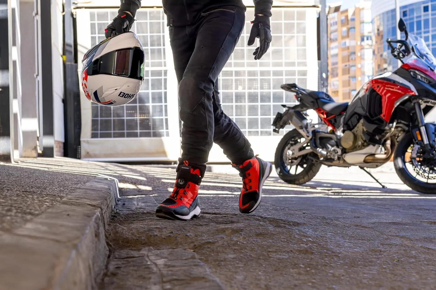SHIMA TAKESHI VENT, Motorcycle Shoes for Men - Breathable, Reinforced Street Riding Shoes with ATOP Closure System, Ankle Support, Anti-Slip Sole, Gear Pad (Black, 10.5)