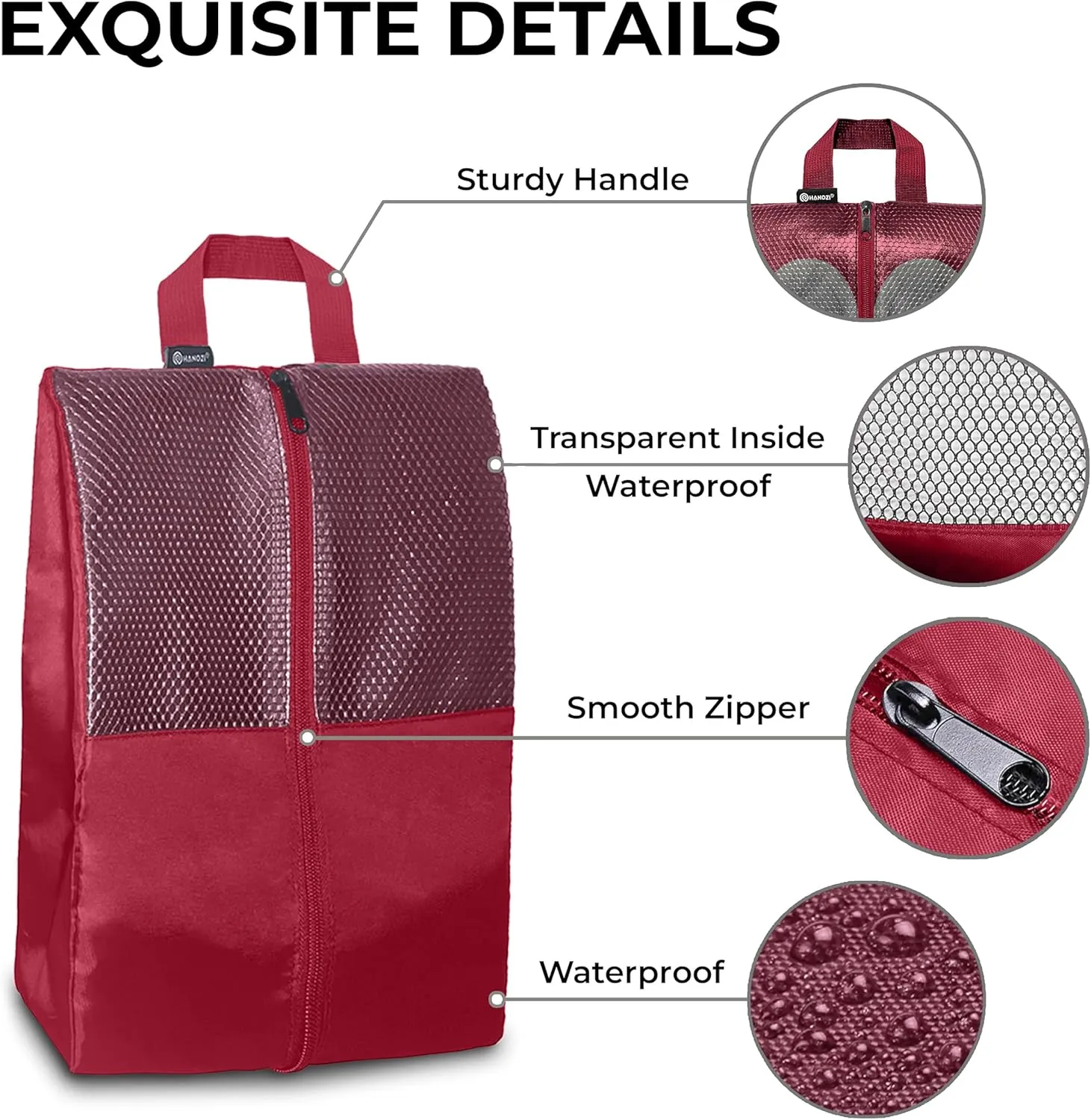 Shoe Bags For Travel, Used As For Storage or Shoe Travel Bag, Space Saving When Travelling With This Travel Shoe Bags For Packing, Featuring Waterproof Nylon Sneaker Bag. (Red, 2 Pack, Medium)