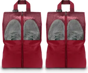 Shoe Bags For Travel, Used As For Storage or Shoe Travel Bag, Space Saving When Travelling With This Travel Shoe Bags For Packing, Featuring Waterproof Nylon Sneaker Bag. (Red, 2 Pack, Medium)