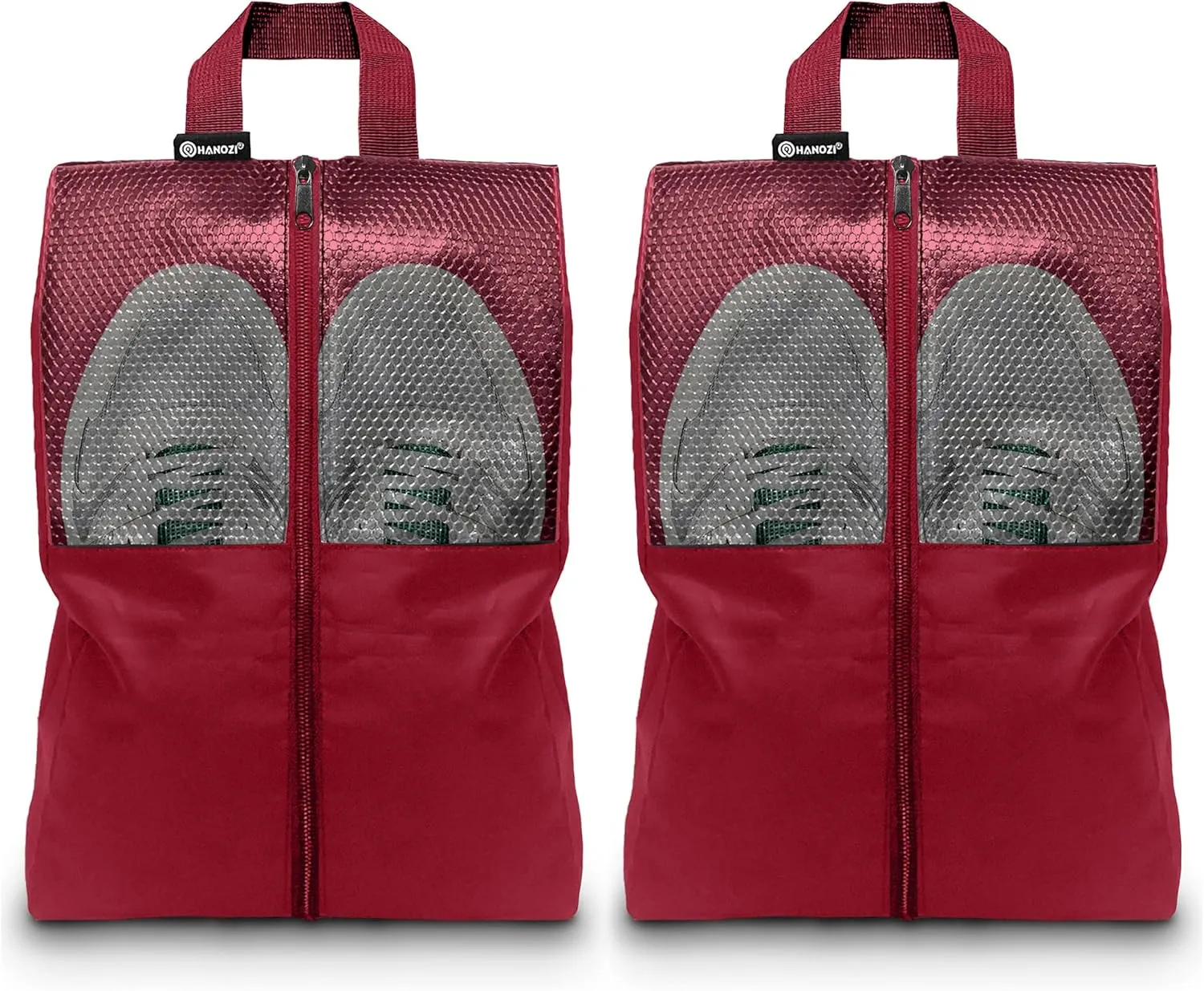 Shoe Bags For Travel, Used As For Storage or Shoe Travel Bag, Space Saving When Travelling With This Travel Shoe Bags For Packing, Featuring Waterproof Nylon Sneaker Bag. (Red, 2 Pack, Medium)