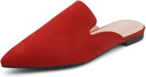 Shoe Land Cally Women's Mules, Pointed Toe Backless Loafer Shoes, Comfortable Flats, Slip-On Slides, Casual Flat Mule for Party, Office, Daily Wear, and Business