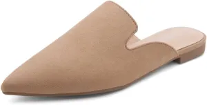 Shoe Land Cally Women's Mules, Pointed Toe Backless Loafer Shoes, Comfortable Flats, Slip-On Slides, Casual Flat Mule for Party, Office, Daily Wear, and Business