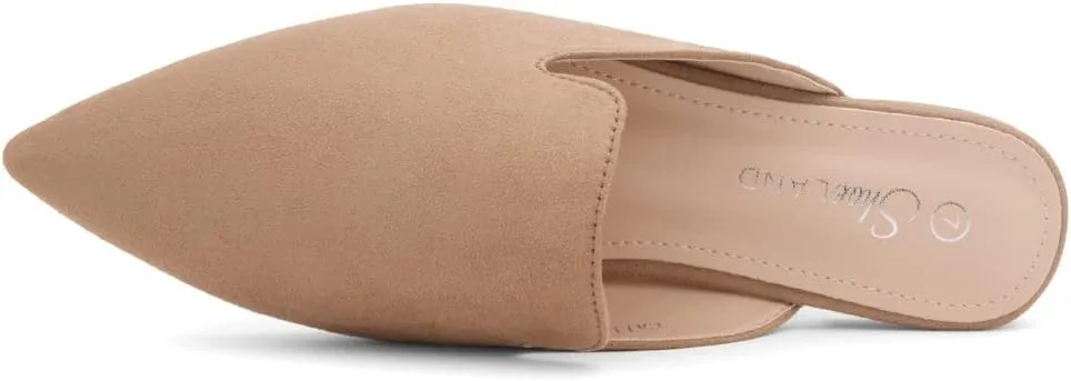 Shoe Land Cally Women's Mules, Pointed Toe Backless Loafer Shoes, Comfortable Flats, Slip-On Slides, Casual Flat Mule for Party, Office, Daily Wear, and Business