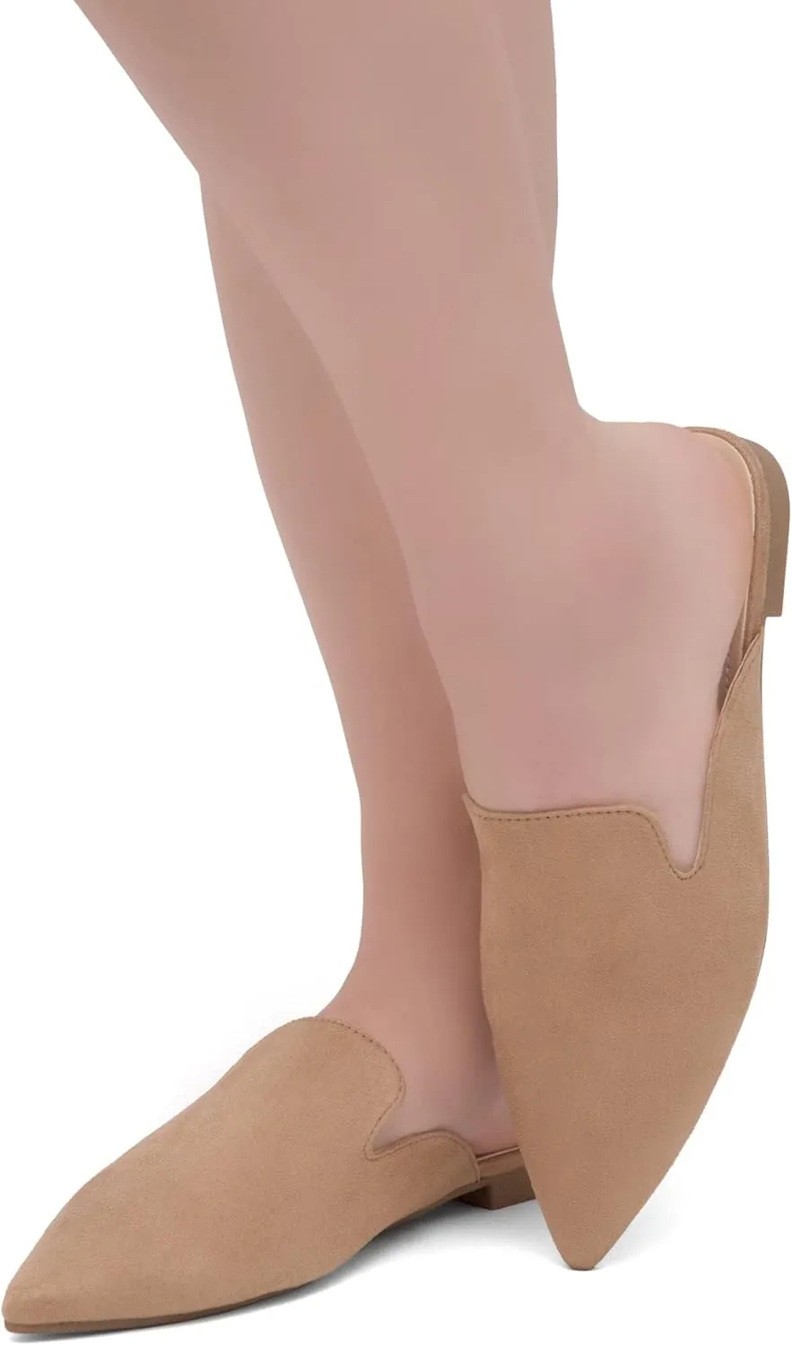 Shoe Land Cally Women's Mules, Pointed Toe Backless Loafer Shoes, Comfortable Flats, Slip-On Slides, Casual Flat Mule for Party, Office, Daily Wear, and Business
