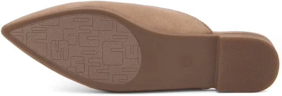 Shoe Land Cally Women's Mules, Pointed Toe Backless Loafer Shoes, Comfortable Flats, Slip-On Slides, Casual Flat Mule for Party, Office, Daily Wear, and Business