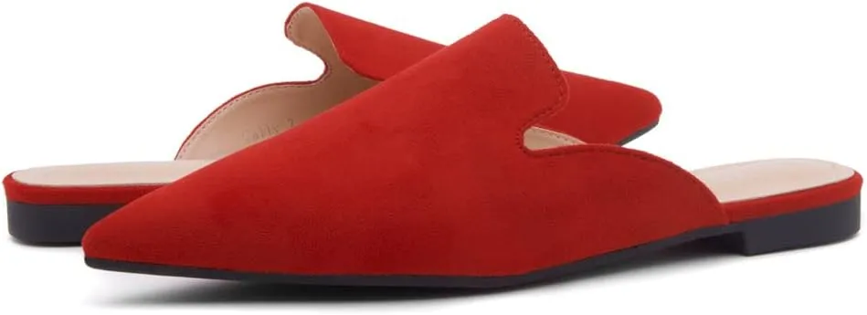 Shoe Land Cally Women's Mules, Pointed Toe Backless Loafer Shoes, Comfortable Flats, Slip-On Slides, Casual Flat Mule for Party, Office, Daily Wear, and Business