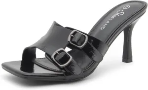 Shoe Land Melrose Women's High Heels Stiletto Heeled Slides, Square Open Toe One Band Slip-On Heeled Mules – Dressy Clear Heeled Sandals for Prom Party Wedding and Vacation