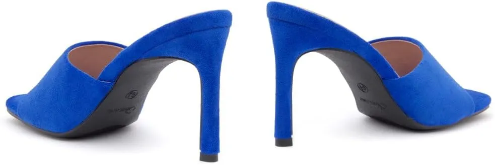 Shoe Land Melrose Women's High Heels Stiletto Heeled Slides, Square Open Toe One Band Slip-On Heeled Mules – Dressy Clear Heeled Sandals for Prom Party Wedding and Vacation