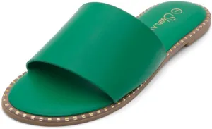 Shoe Land Women’s Flat Sandals 2025 – Comfortable Slide Sandals with Cushioned Footbed | Dressy Open Toe Summer Sandals for Beach, Travel & Everyday