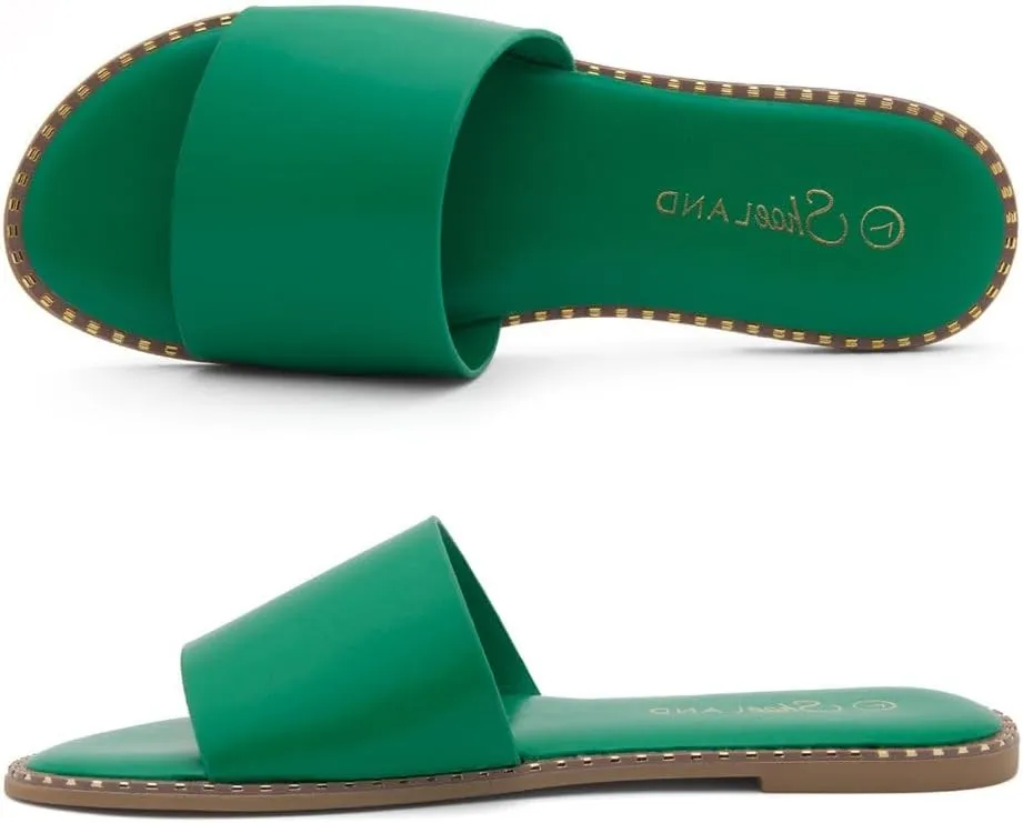 Shoe Land Women’s Flat Sandals 2025 – Comfortable Slide Sandals with Cushioned Footbed | Dressy Open Toe Summer Sandals for Beach, Travel & Everyday