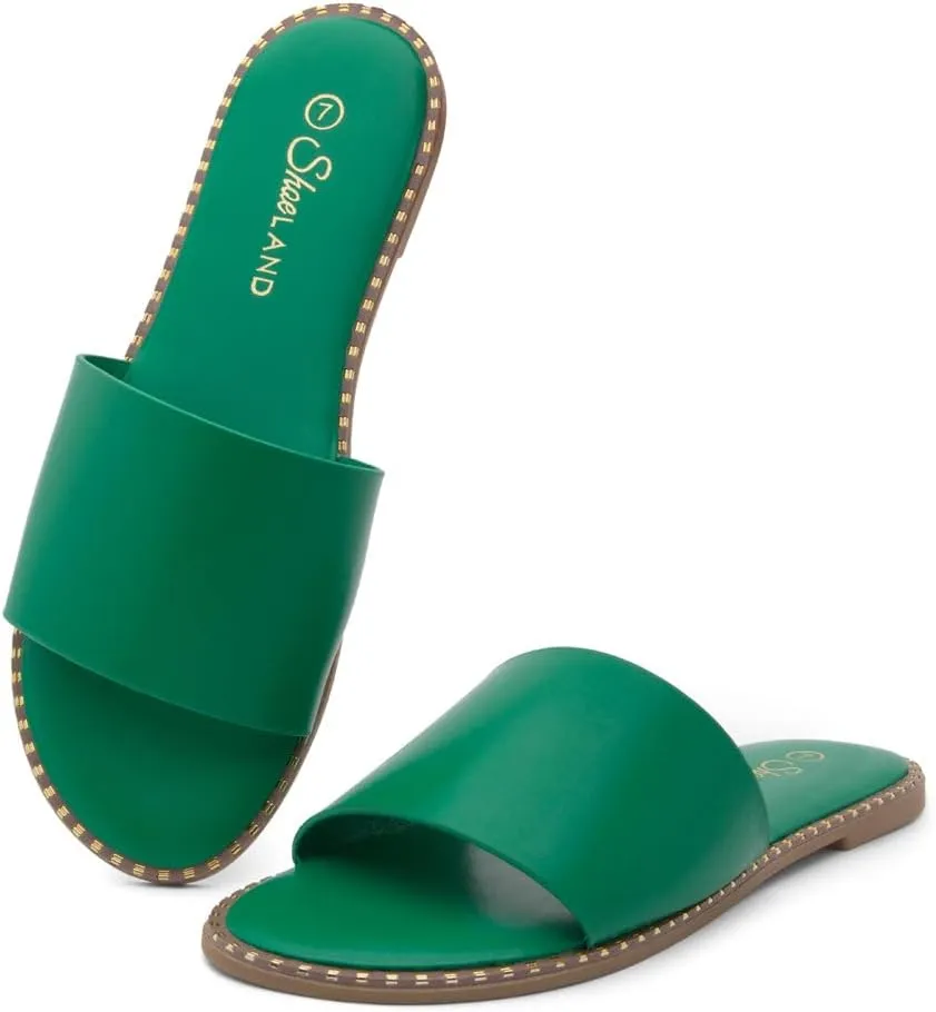 Shoe Land Women’s Flat Sandals 2025 – Comfortable Slide Sandals with Cushioned Footbed | Dressy Open Toe Summer Sandals for Beach, Travel & Everyday