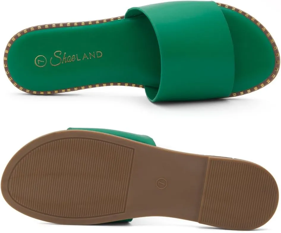 Shoe Land Women’s Flat Sandals 2025 – Comfortable Slide Sandals with Cushioned Footbed | Dressy Open Toe Summer Sandals for Beach, Travel & Everyday