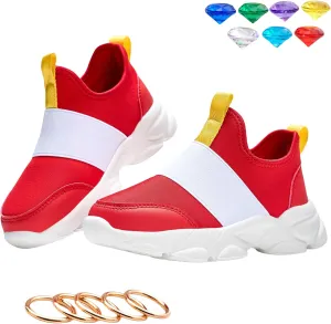 Shoes for Boys Girls Kids Red Sneakers Walking Slip on Sonic Shoes for Boys