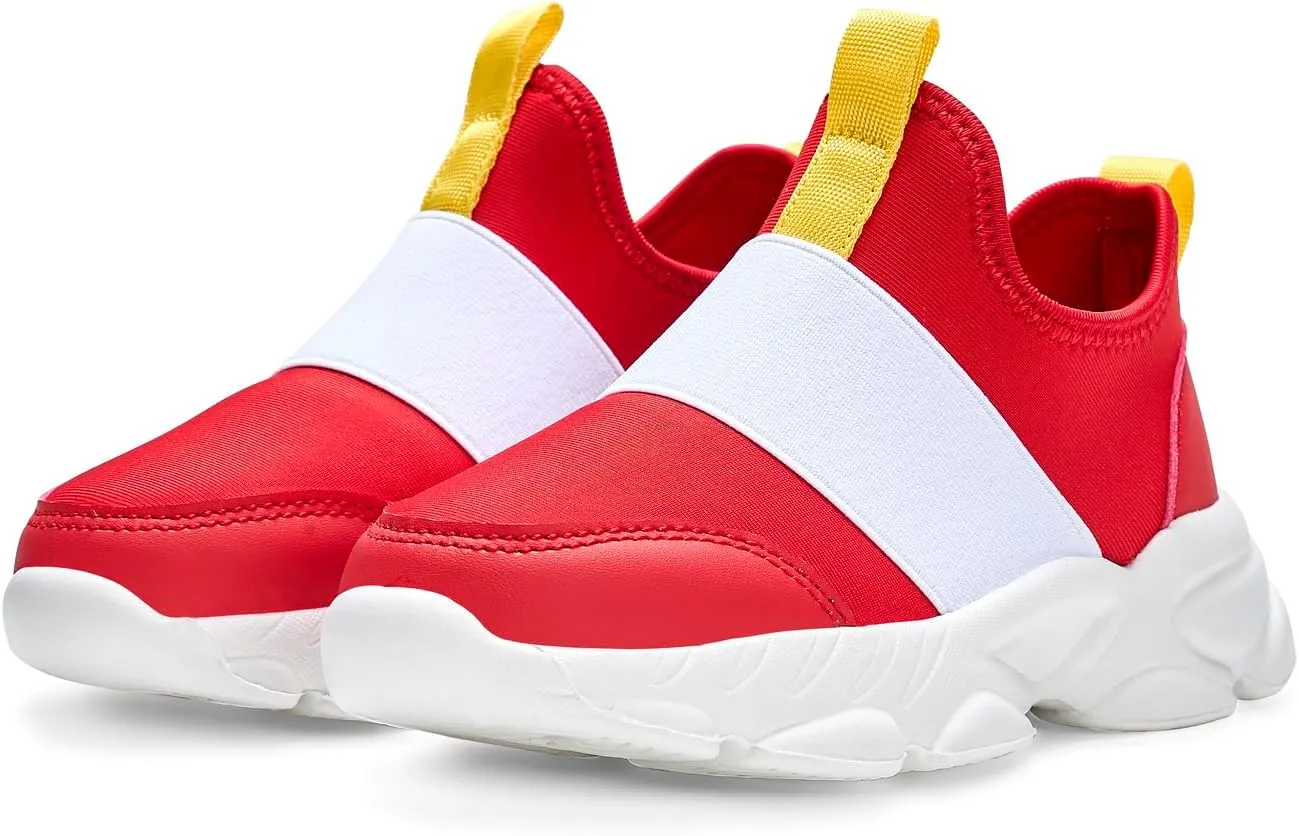 Shoes for Boys Girls Kids Red Sneakers Walking Slip on Sonic Shoes for Boys