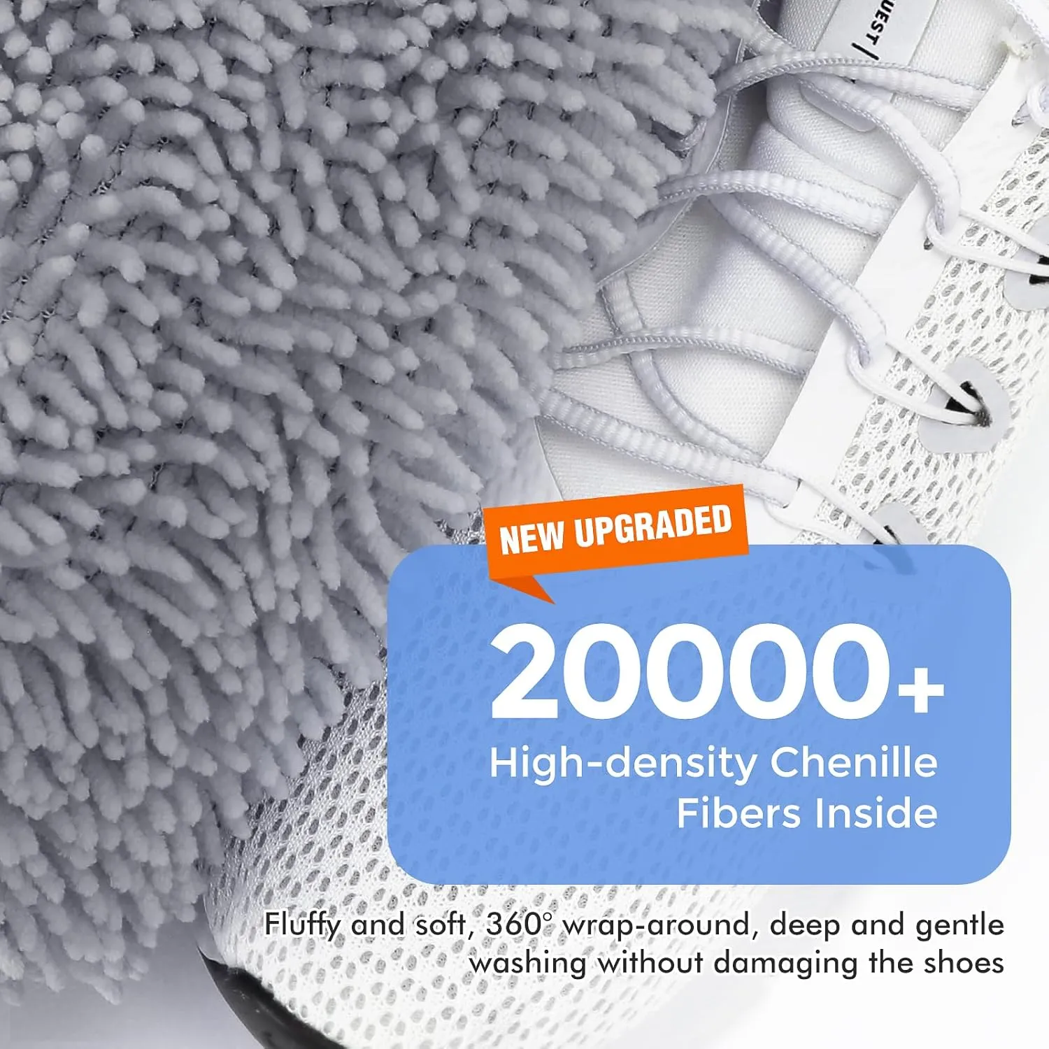 Shoes Washing Machine Bag, Laundry Bag Plush Fibers Reusable Sneaker Tennis Shoe Mesh Laundry Bags, Shoe Washing Bag for Washer and Dryer, Gray 2Pcs