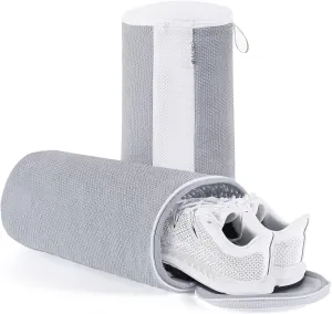 Shoes Washing Machine Bag, Laundry Bag Plush Fibers Reusable Sneaker Tennis Shoe Mesh Laundry Bags, Shoe Washing Bag for Washer and Dryer, Gray 2Pcs