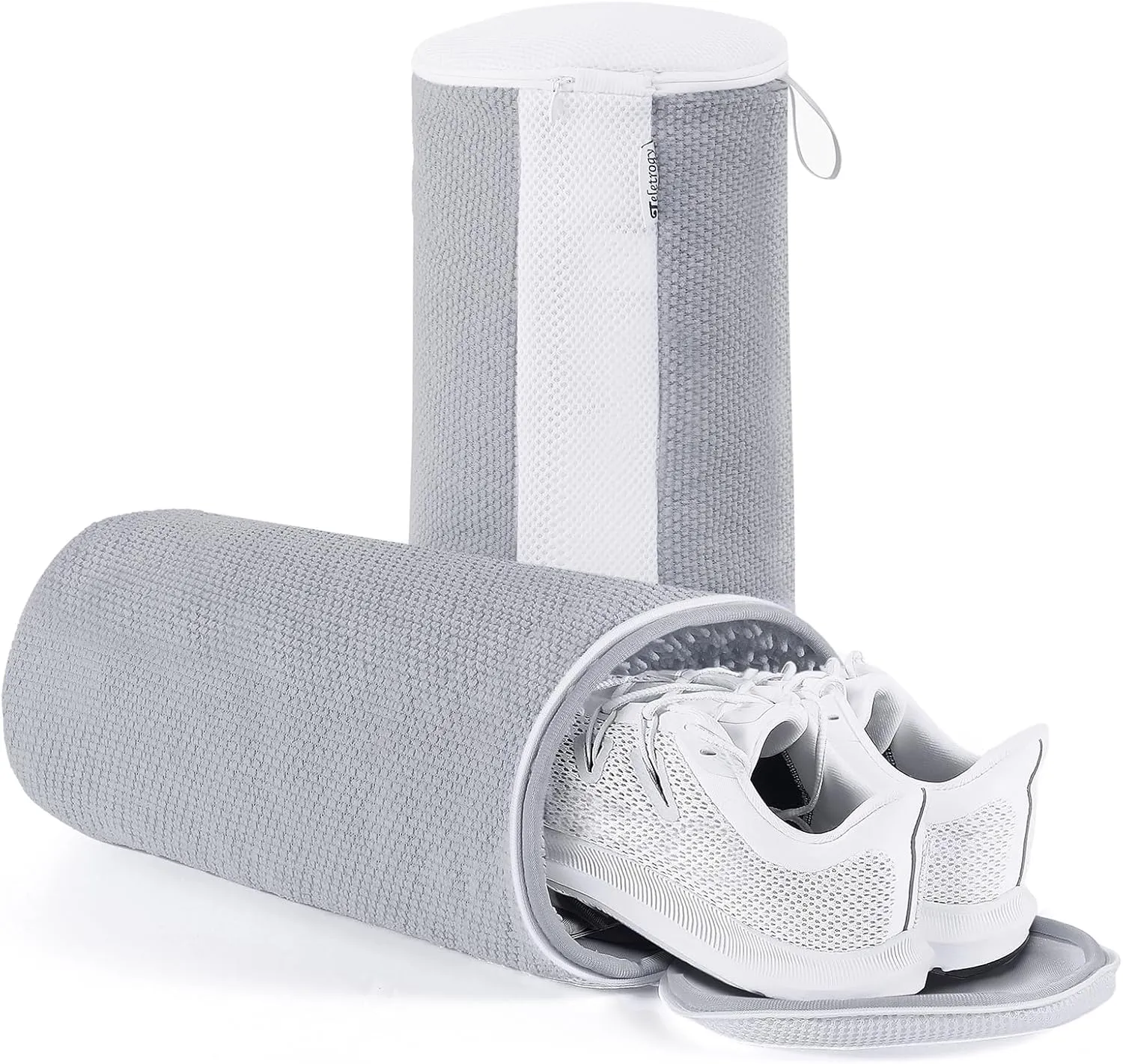 Shoes Washing Machine Bag, Laundry Bag Plush Fibers Reusable Sneaker Tennis Shoe Mesh Laundry Bags, Shoe Washing Bag for Washer and Dryer, Gray 2Pcs