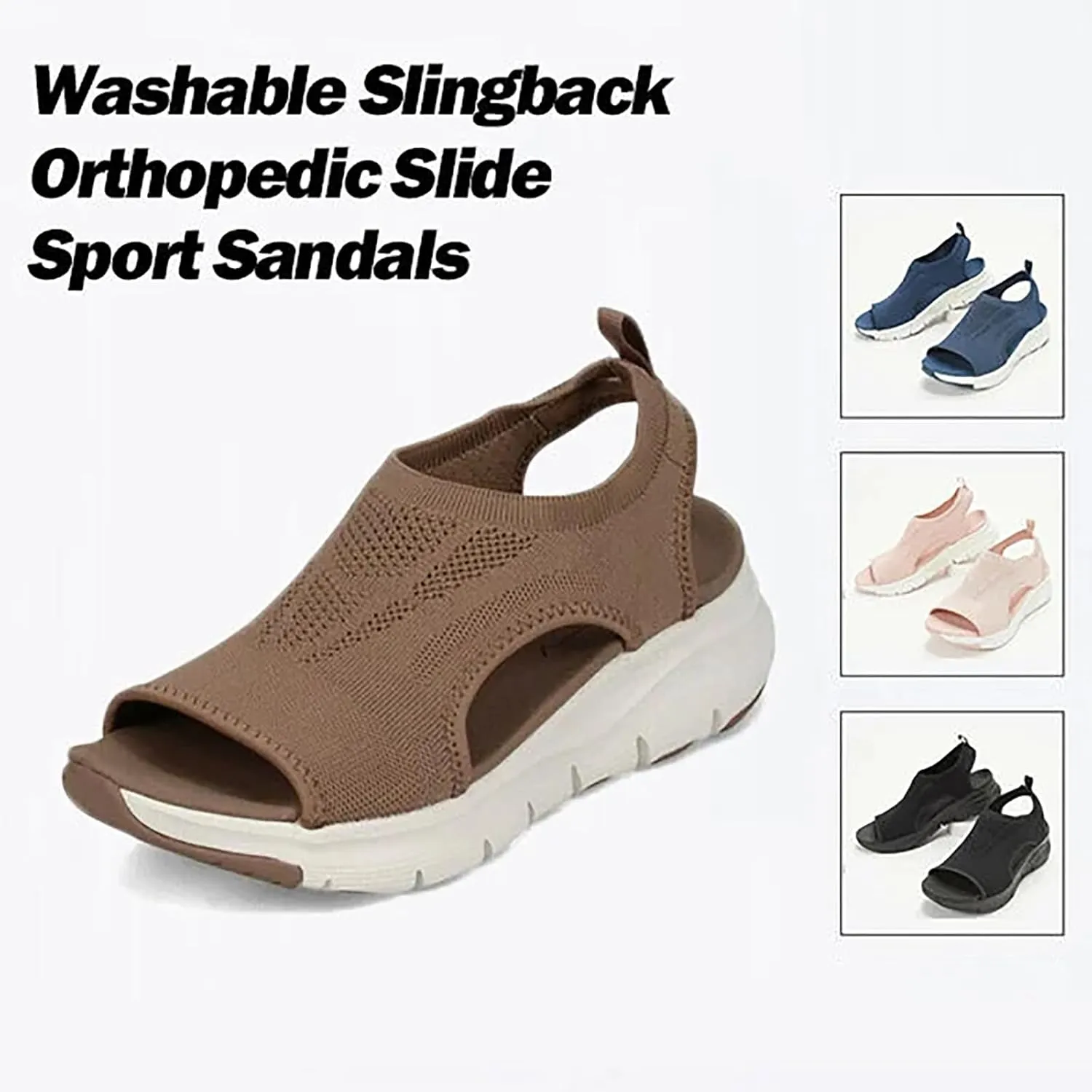 Shopellox Shoes Sandals, Washable Slingback Orthopedic Slide Sport Sandals with Arch Support for Fasciitis Women