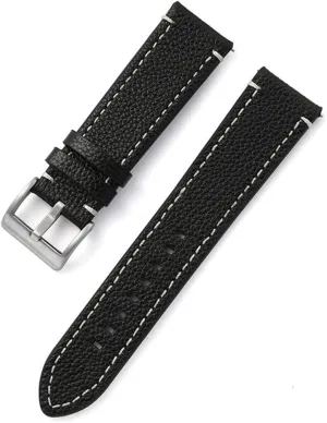 Sided Leather Strap Quick Release Strap Men Ladies Black Watch Accessories Stainless Steel Buckle