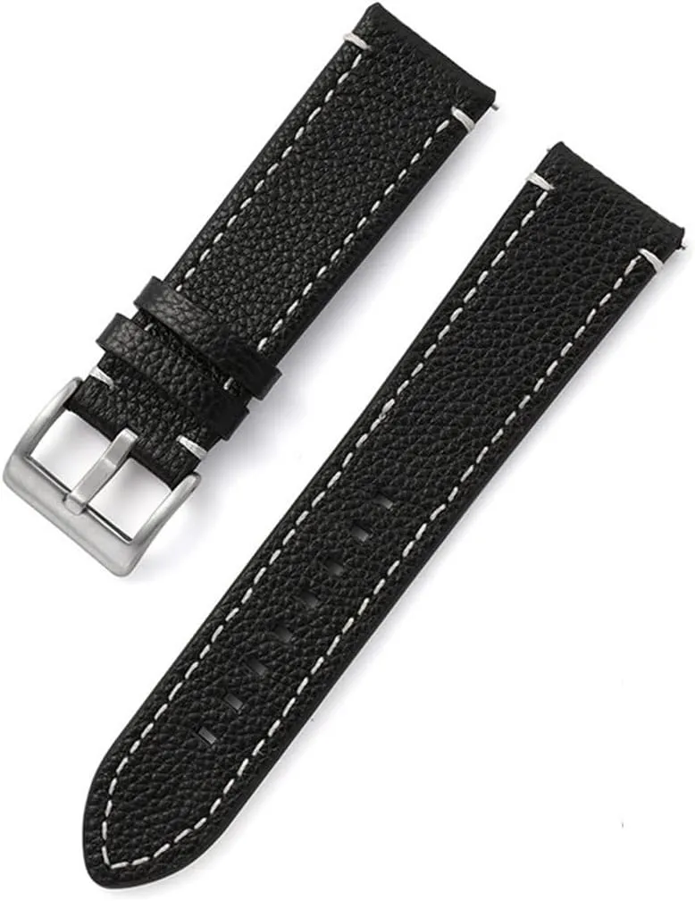 Sided Leather Strap Quick Release Strap Men Ladies Black Watch Accessories Stainless Steel Buckle