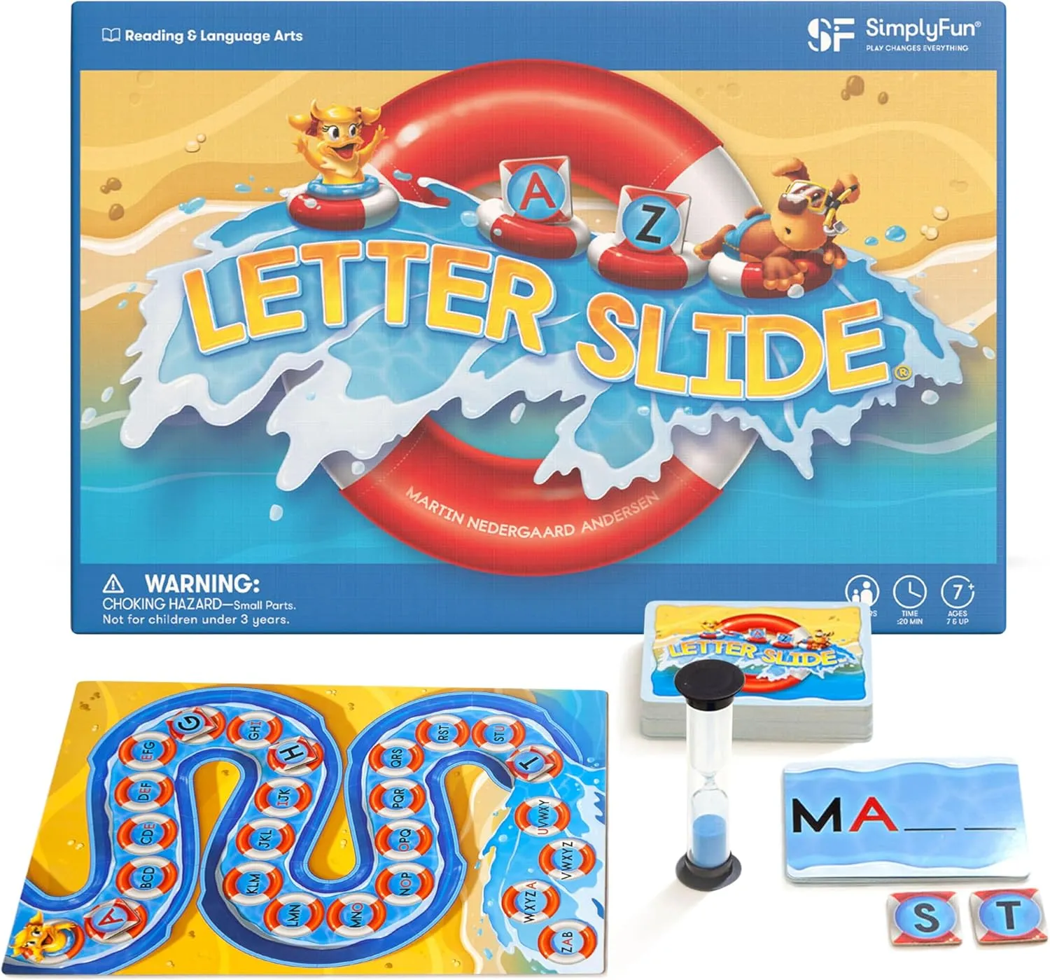 SimplyFun Letter Slide - Enhance Vocabulary and Language Skills with This Educational Game, Focused on Spelling, Consonants & Vowels, Fun for 2-4 Players, Ages 7 & Up