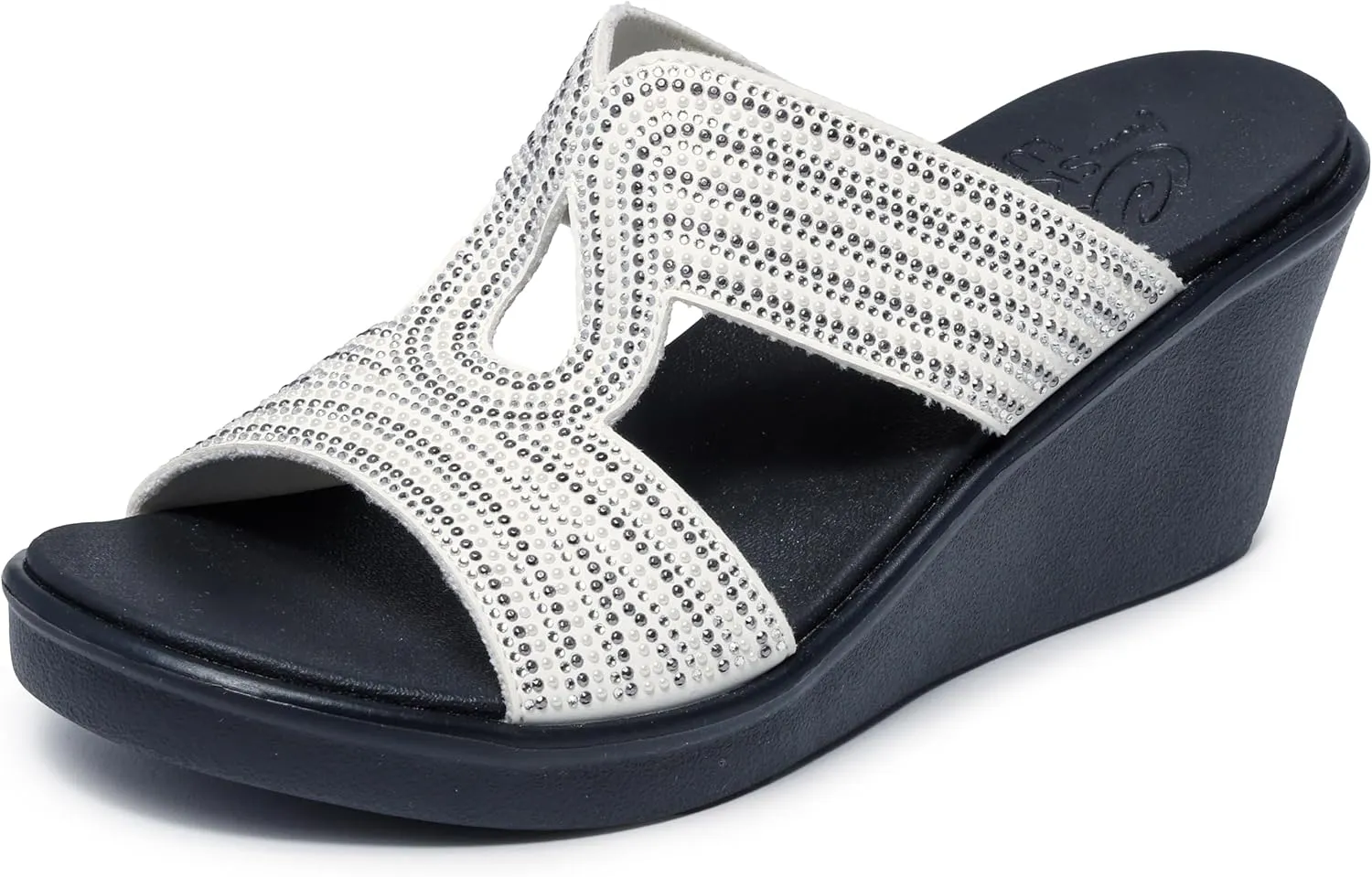 Skechers Women's Rumble on-Shining Night Wedge Sandal