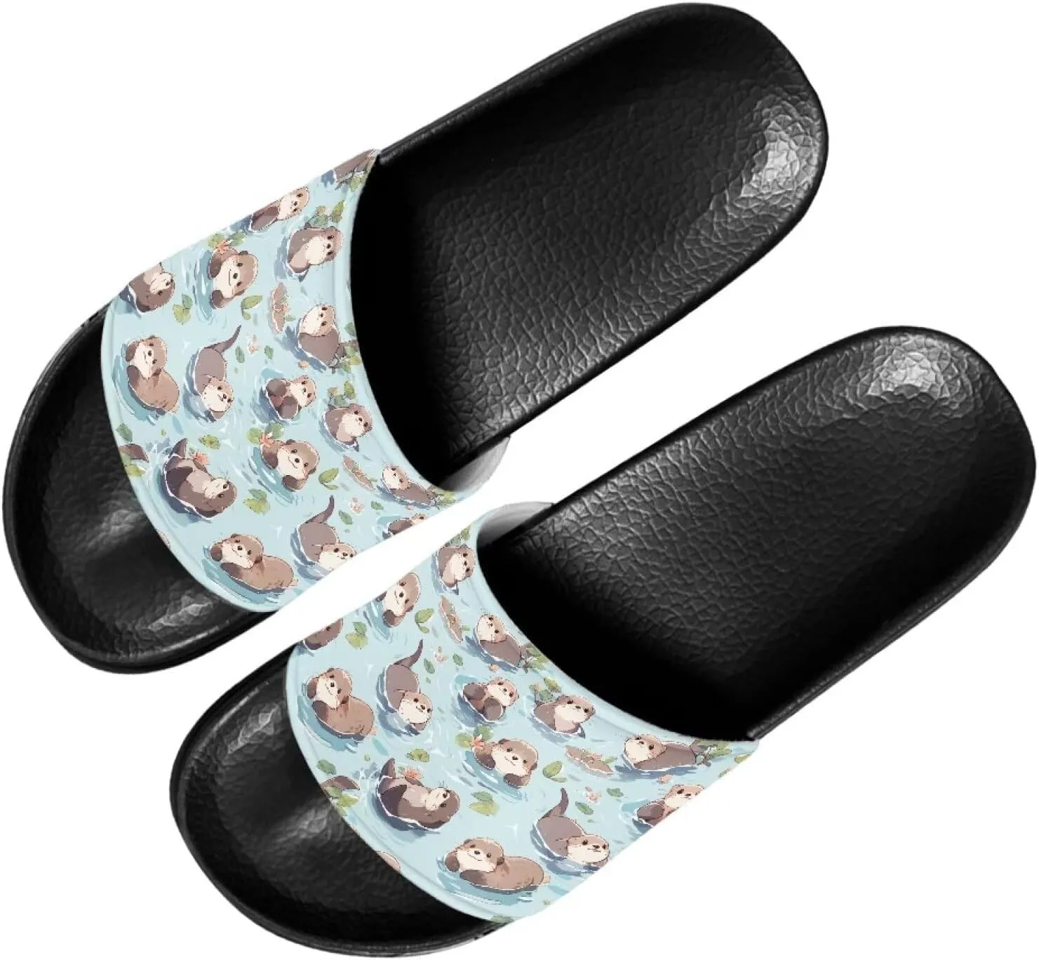 Slide Sandals for Women Girls Lightweight Non Slip Shower Shoes Comfotable Open Toe Single Band Slide Sandals Size 6-13.5