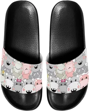Slide Sandals for Women Girls Lightweight Non Slip Shower Shoes Comfotable Open Toe Single Band Slide Sandals Size 6-13.5