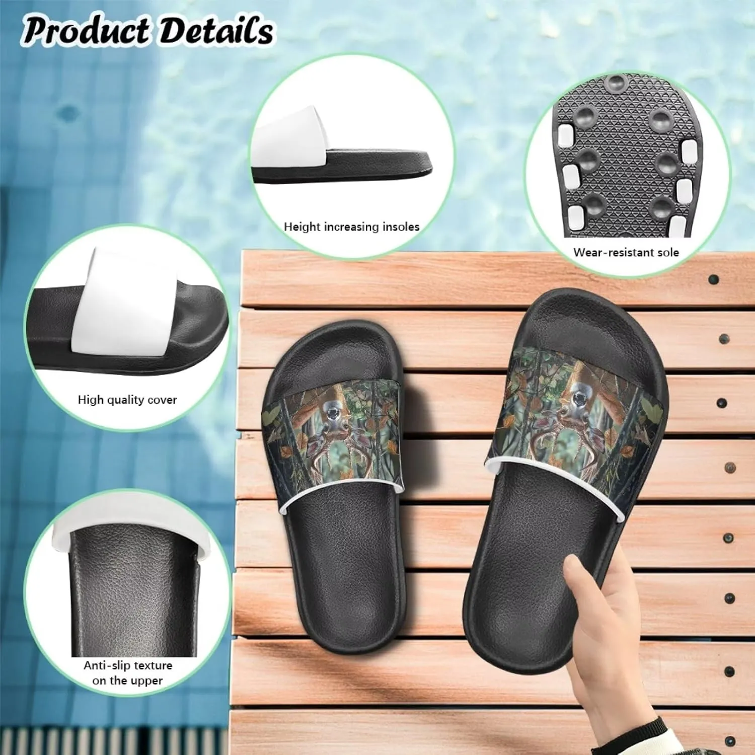 Slides for Kids Beach Water Shoes Non-Slip Quick-Dry Sandals for Girls Boys