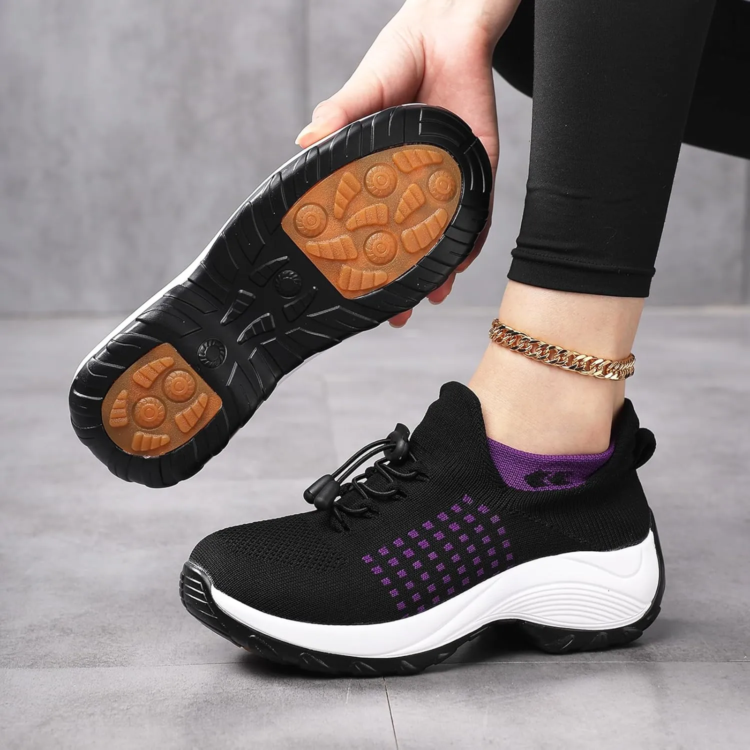 Slip On Orthopedic Sneakers for Women Comfortable Casual Ladies Athletic Shoes Lightweight Wide Width Arch Support Non Slip Shoes Breathable Mesh Woven Low Top Walking Shoe