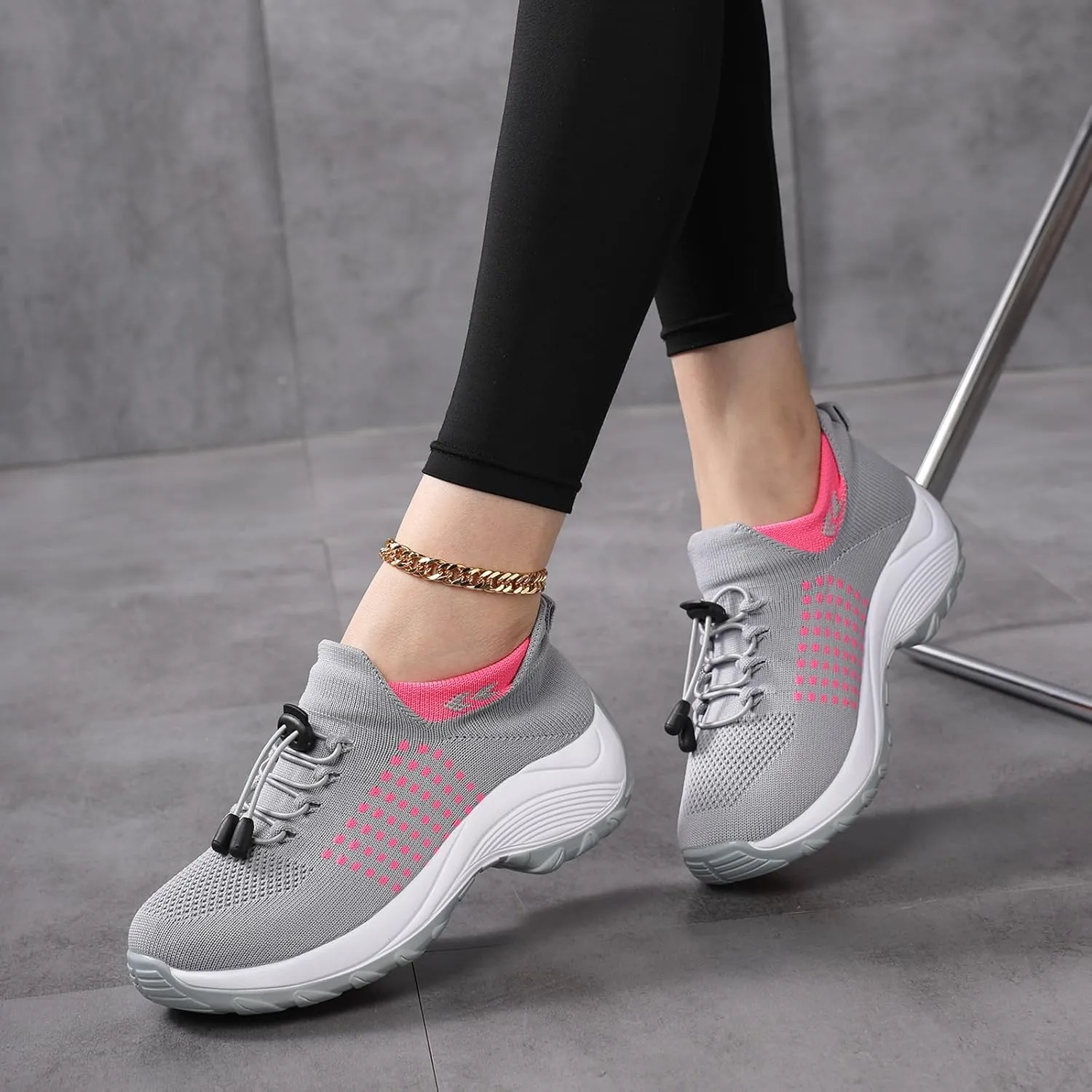 Slip On Orthopedic Sneakers for Women Comfortable Casual Ladies Athletic Shoes Lightweight Wide Width Arch Support Non Slip Shoes Breathable Mesh Woven Low Top Walking Shoe