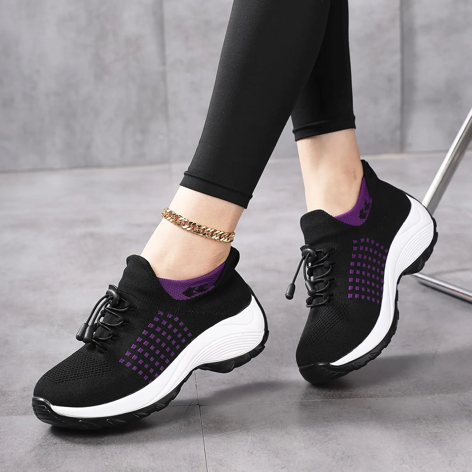 Slip On Orthopedic Sneakers for Women Comfortable Casual Ladies Athletic Shoes Lightweight Wide Width Arch Support Non Slip Shoes Breathable Mesh Woven Low Top Walking Shoe