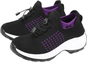 Slip On Orthopedic Sneakers for Women Comfortable Casual Ladies Athletic Shoes Lightweight Wide Width Arch Support Non Slip Shoes Breathable Mesh Woven Low Top Walking Shoe