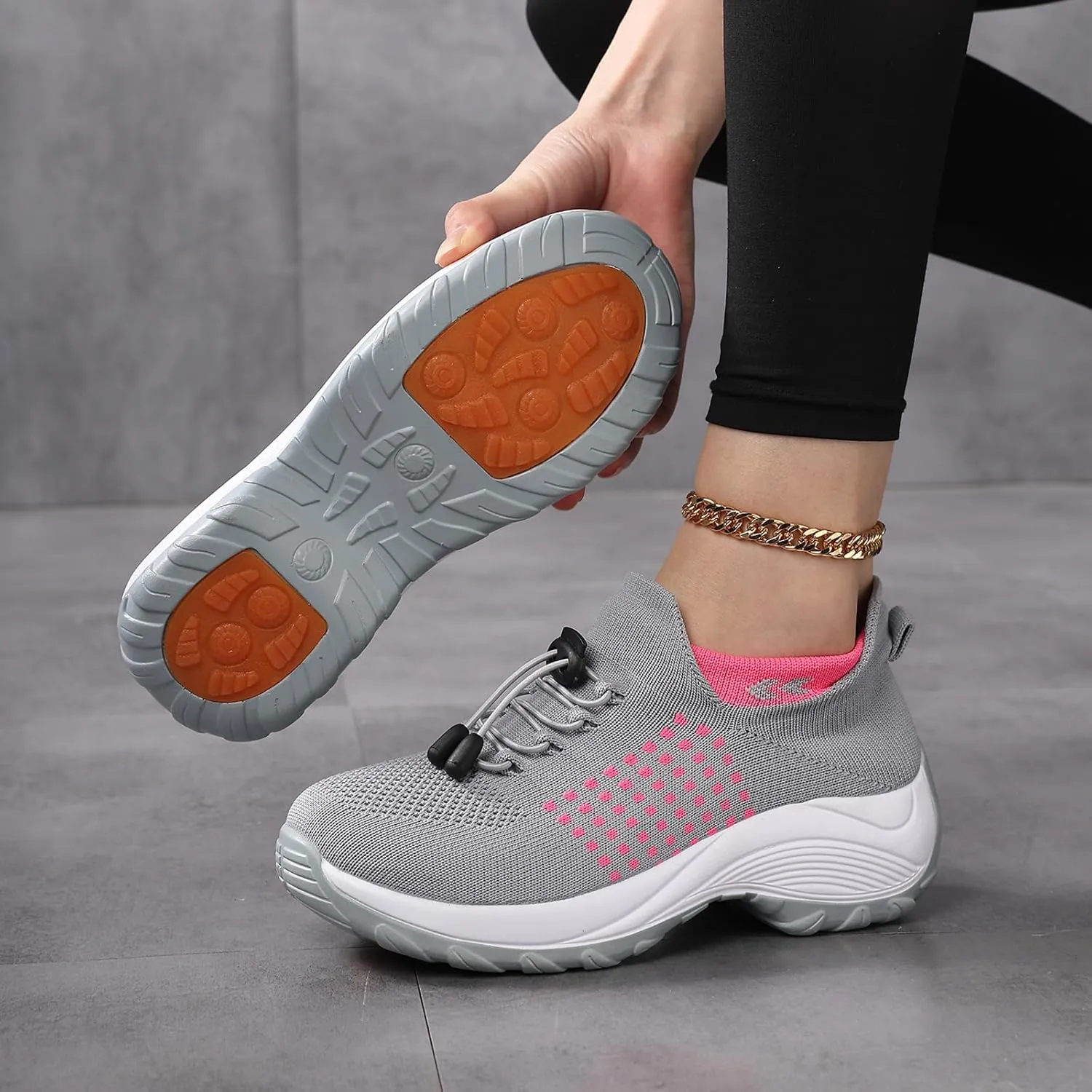 Slip On Orthopedic Sneakers for Women Comfortable Casual Ladies Athletic Shoes Lightweight Wide Width Arch Support Non Slip Shoes Breathable Mesh Woven Low Top Walking Shoe