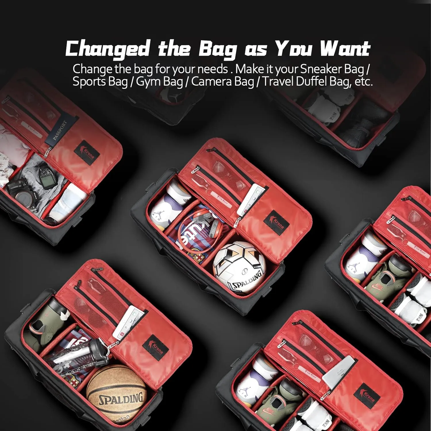Sneaker Bag for Travel/Sneakerhead gift/Outdoor Sports Bag/Gym Bag /, A Multi-functional Travel Duffel Bag with 3 Adjustable Dividers, & Shoulder Strap,Made of Nylon, by Krone Kalpasmos-classic