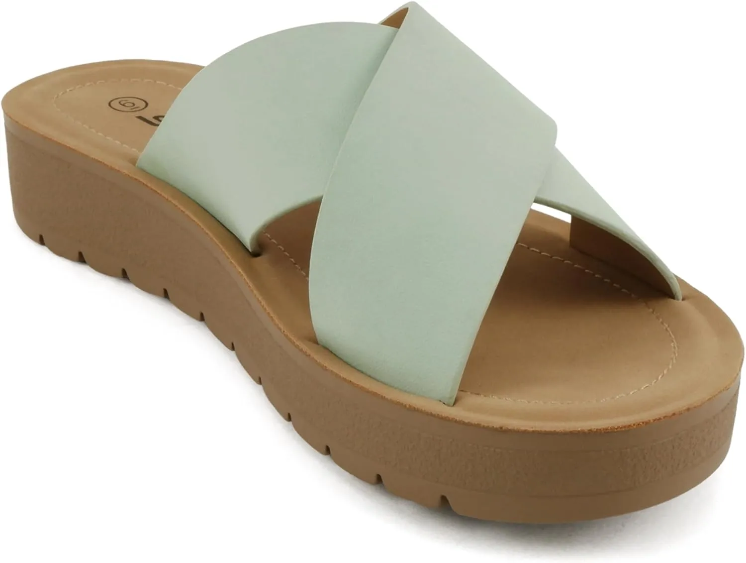 Soda LUCY ~ Women Open Toe Flatform Platform Crisscross Band Upper Fashion Slide Sandals