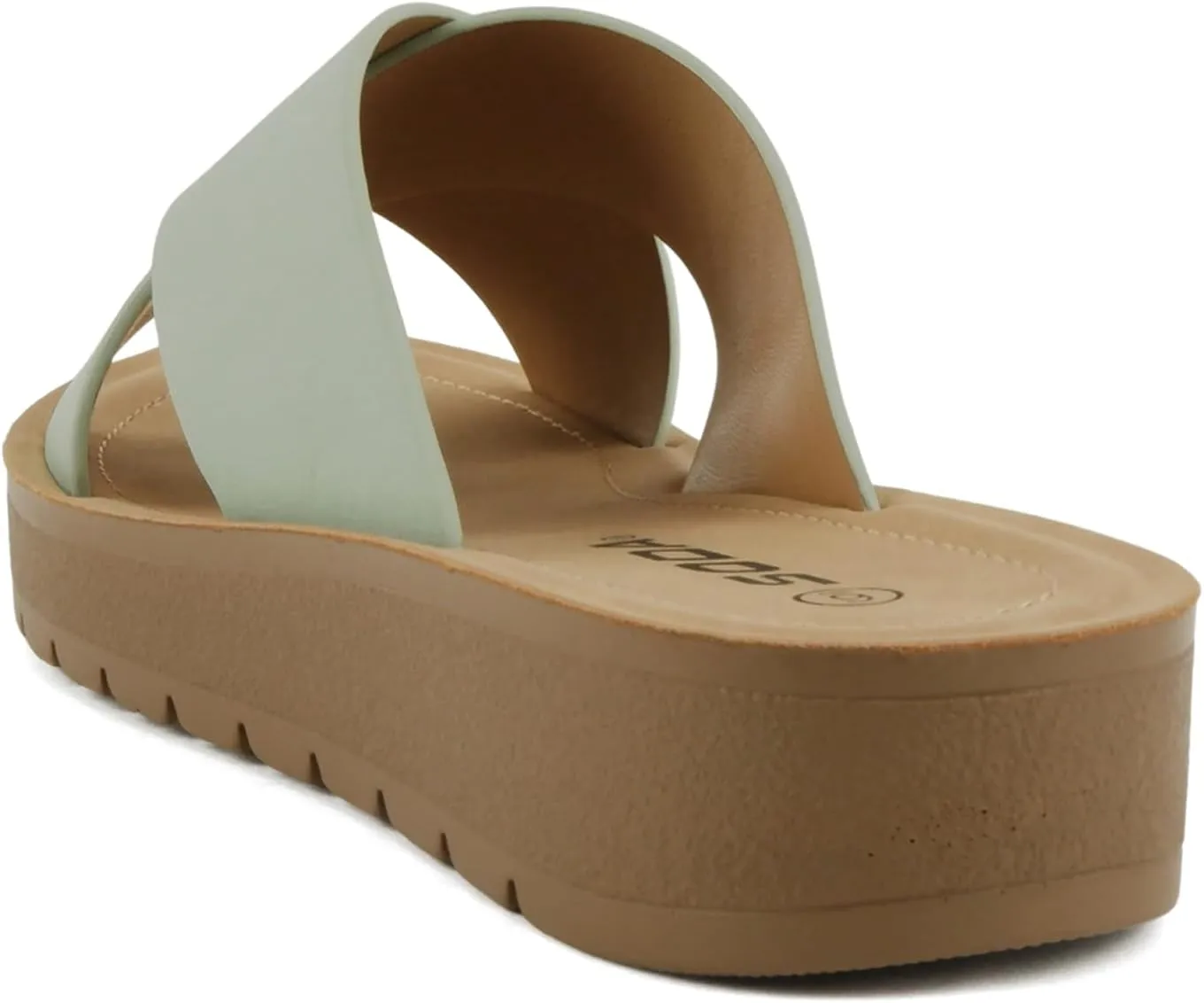 Soda LUCY ~ Women Open Toe Flatform Platform Crisscross Band Upper Fashion Slide Sandals