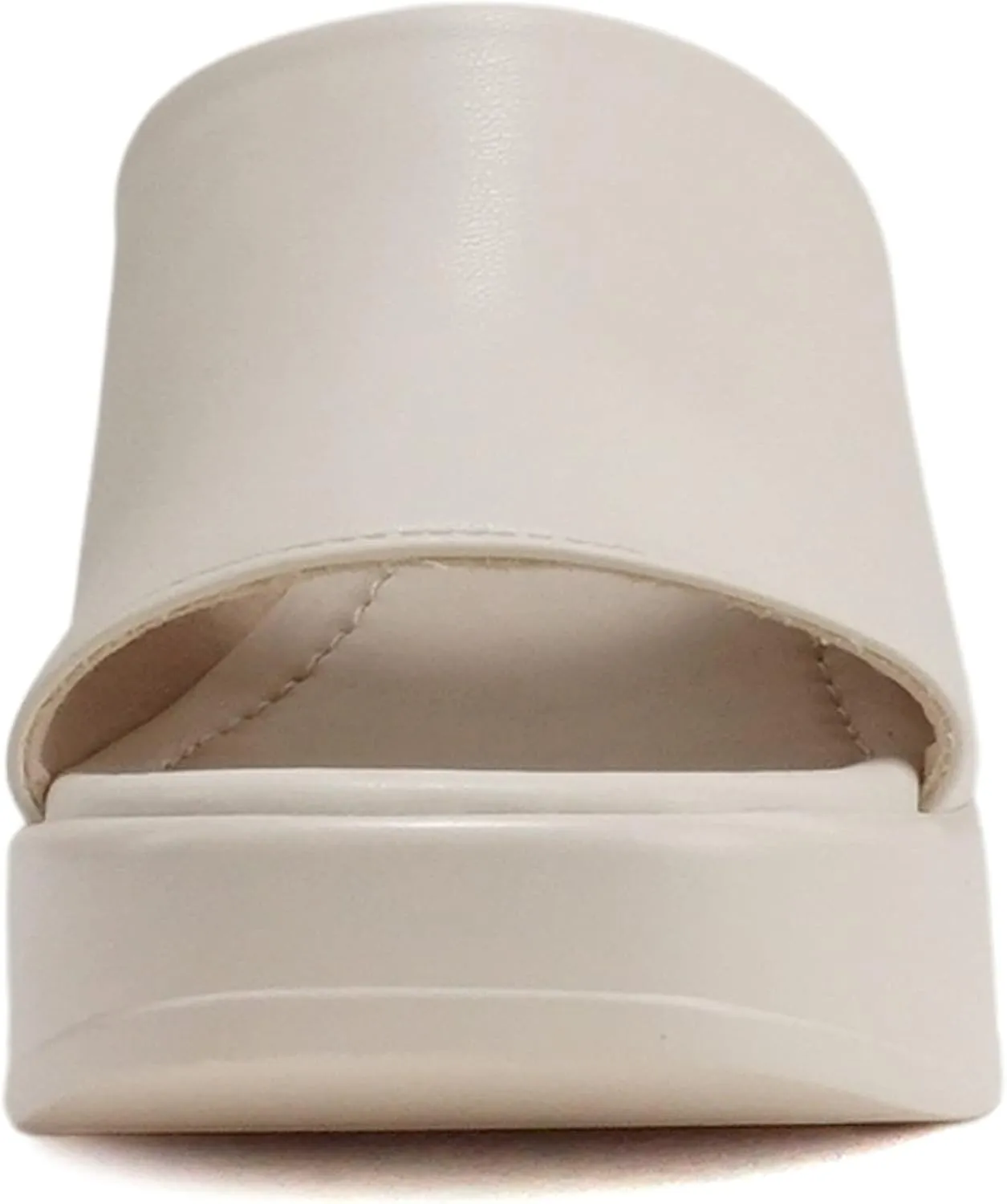 Soda “TYPO” ~ Women Open Square Toe Single Band Upper High Unit Block Heel Slide In Sandal