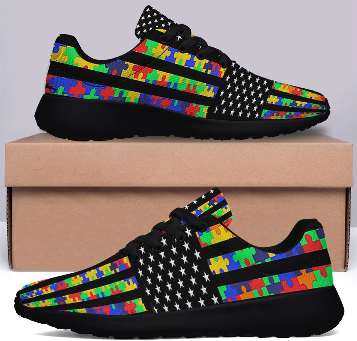 Sonzj-II Autism Awareness Shoes Women's Men's Walking Shoes Lightweight Running Shoes Outdoor Fashion Sneaker