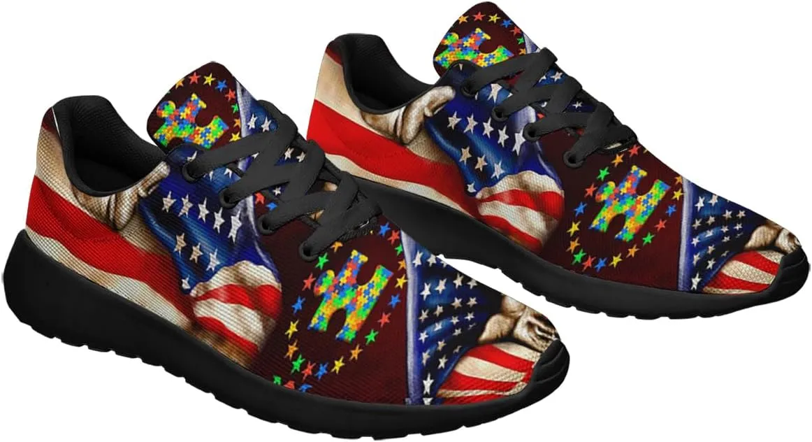 Sonzj-II Autism Awareness Shoes Women's Men's Walking Shoes Lightweight Running Shoes Outdoor Fashion Sneaker