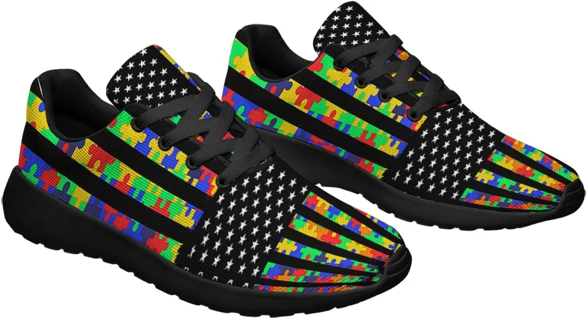 Sonzj-II Autism Awareness Shoes Women's Men's Walking Shoes Lightweight Running Shoes Outdoor Fashion Sneaker