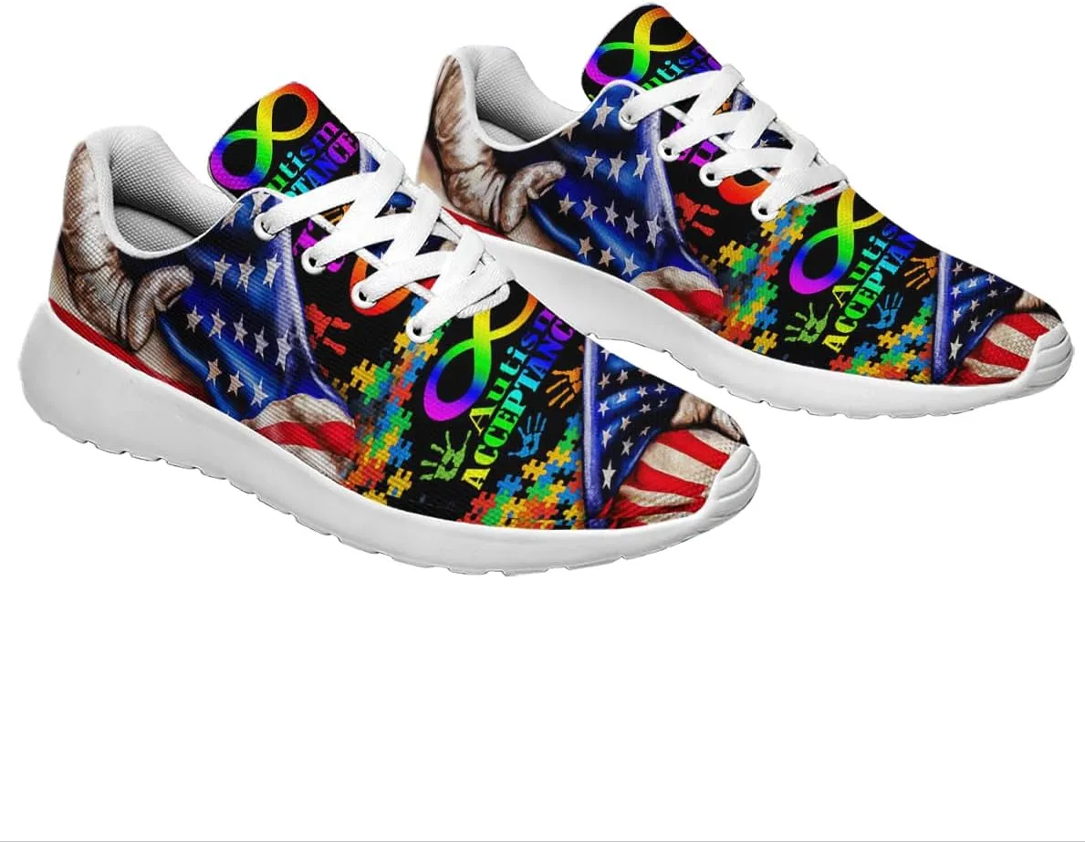 Sonzj-II Autism Shoes for Men Women Running Sneakers Breathable Casual Sport Tennis Shoes Gift for Him Her
