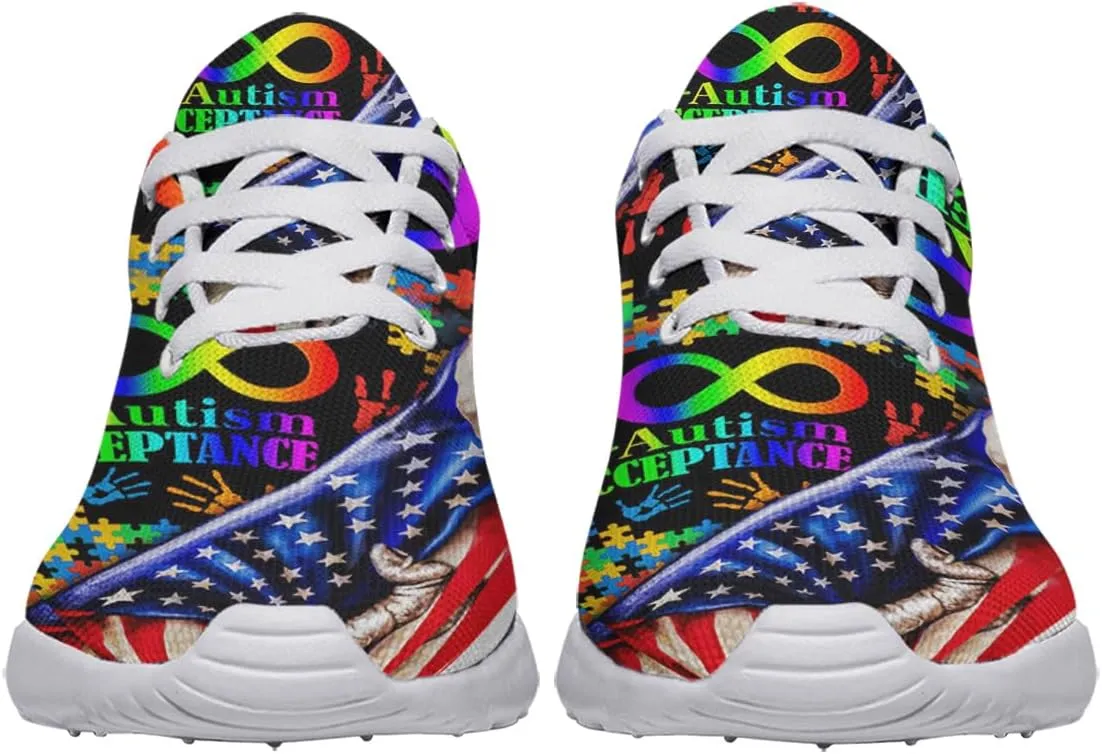 Sonzj-II Autism Shoes for Men Women Running Sneakers Breathable Casual Sport Tennis Shoes Gift for Him Her