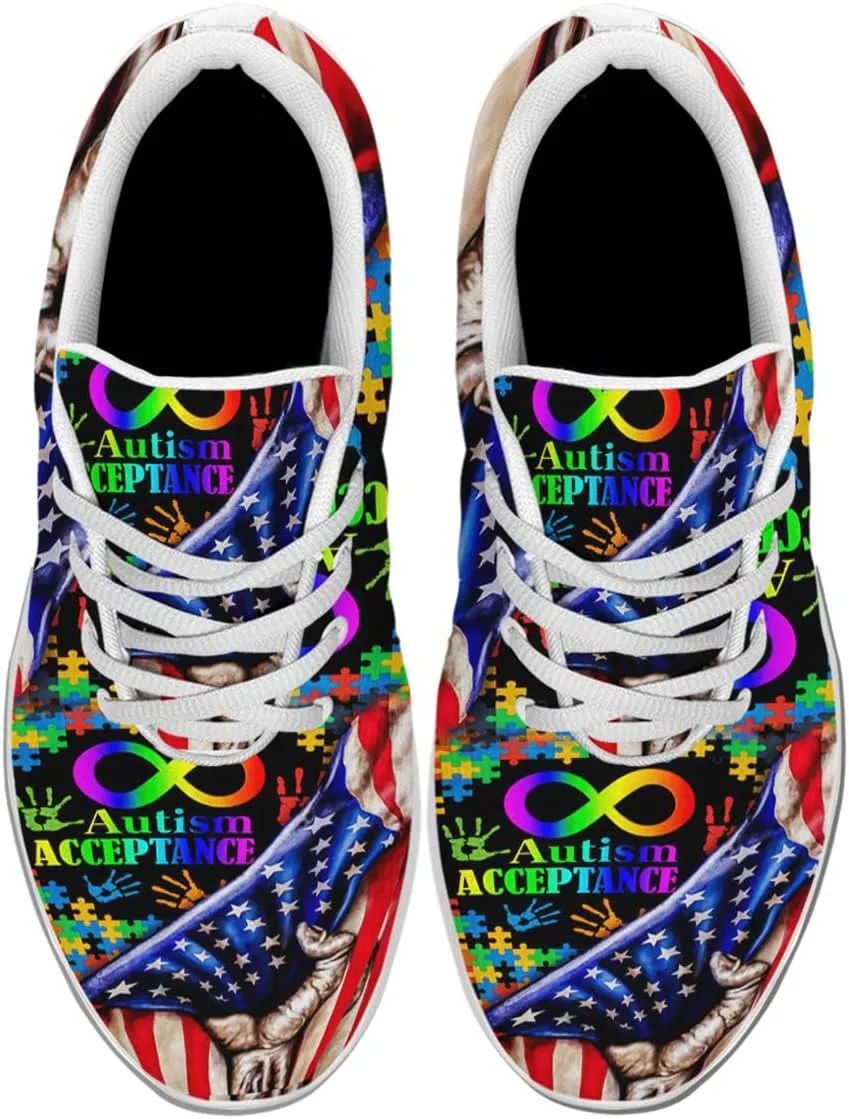 Sonzj-II Autism Shoes for Men Women Running Sneakers Breathable Casual Sport Tennis Shoes Gift for Him Her