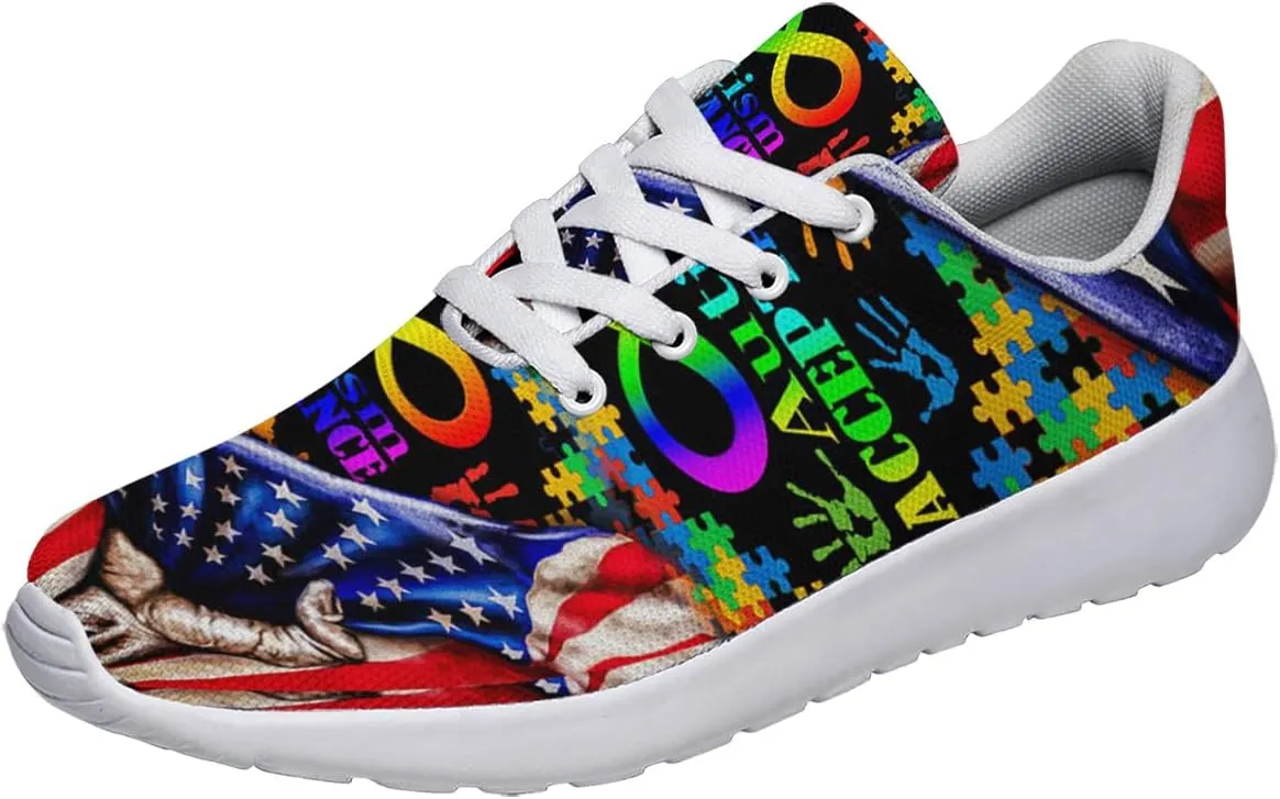 Sonzj-II Autism Shoes for Men Women Running Sneakers Breathable Casual Sport Tennis Shoes Gift for Him Her