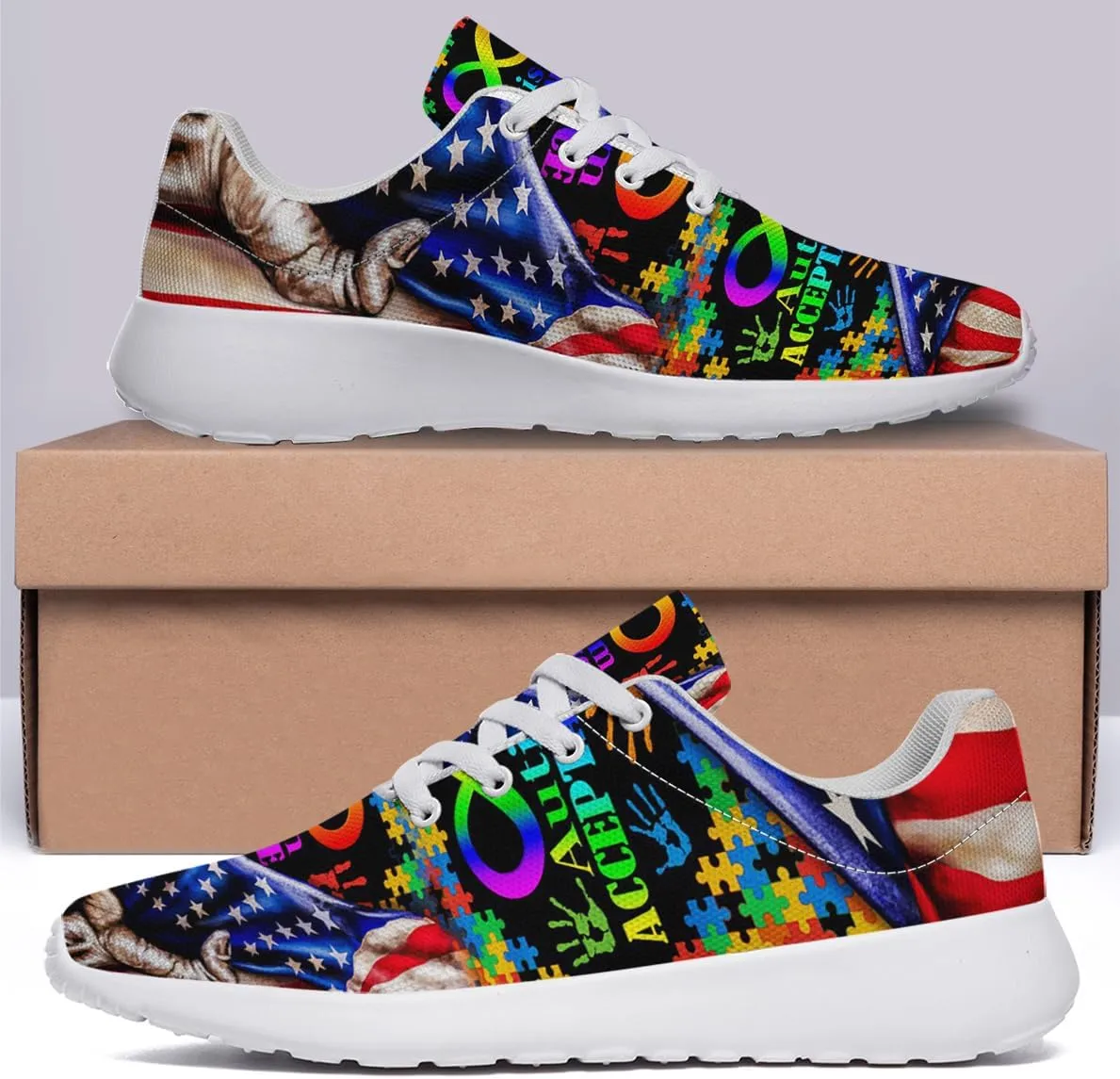 Sonzj-II Autism Shoes for Men Women Running Sneakers Breathable Casual Sport Tennis Shoes Gift for Him Her