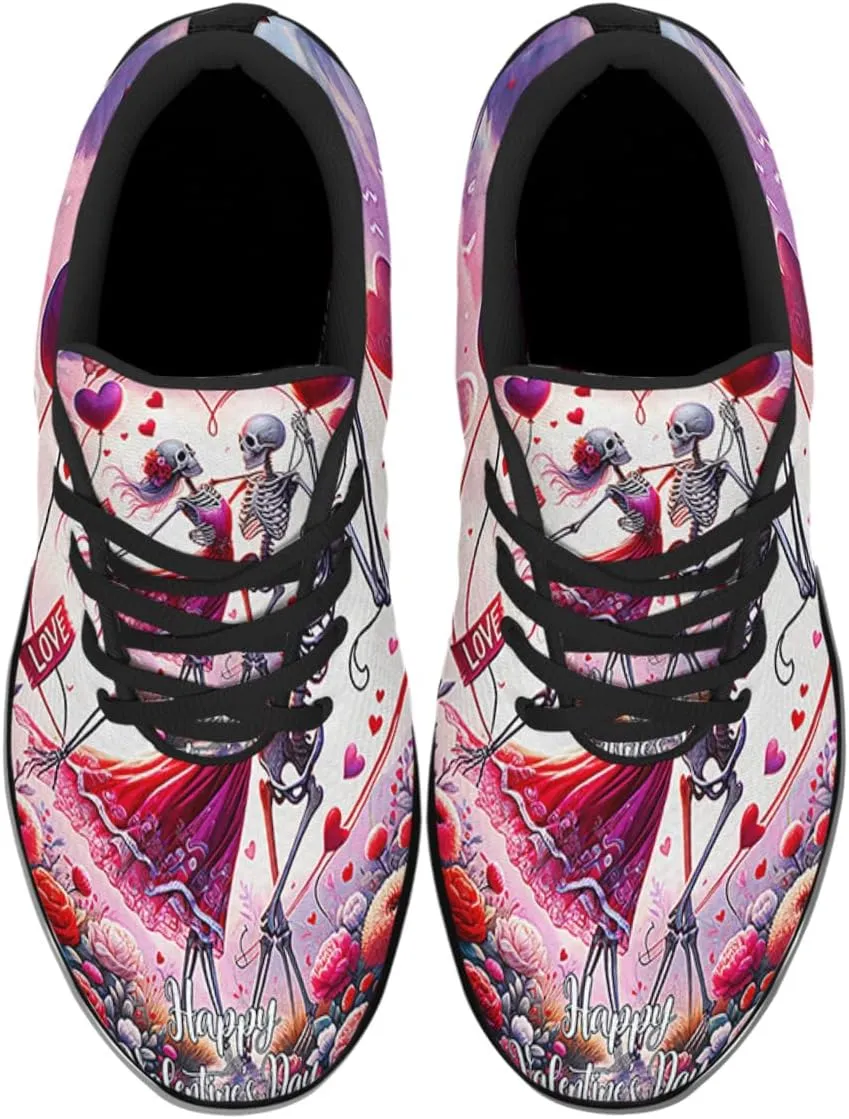 Sonzj-II Happy Valentine's Day Running Shoes Anti-Slip Lace Up Athletic Walking Sneakers Valentine Gift for Lover